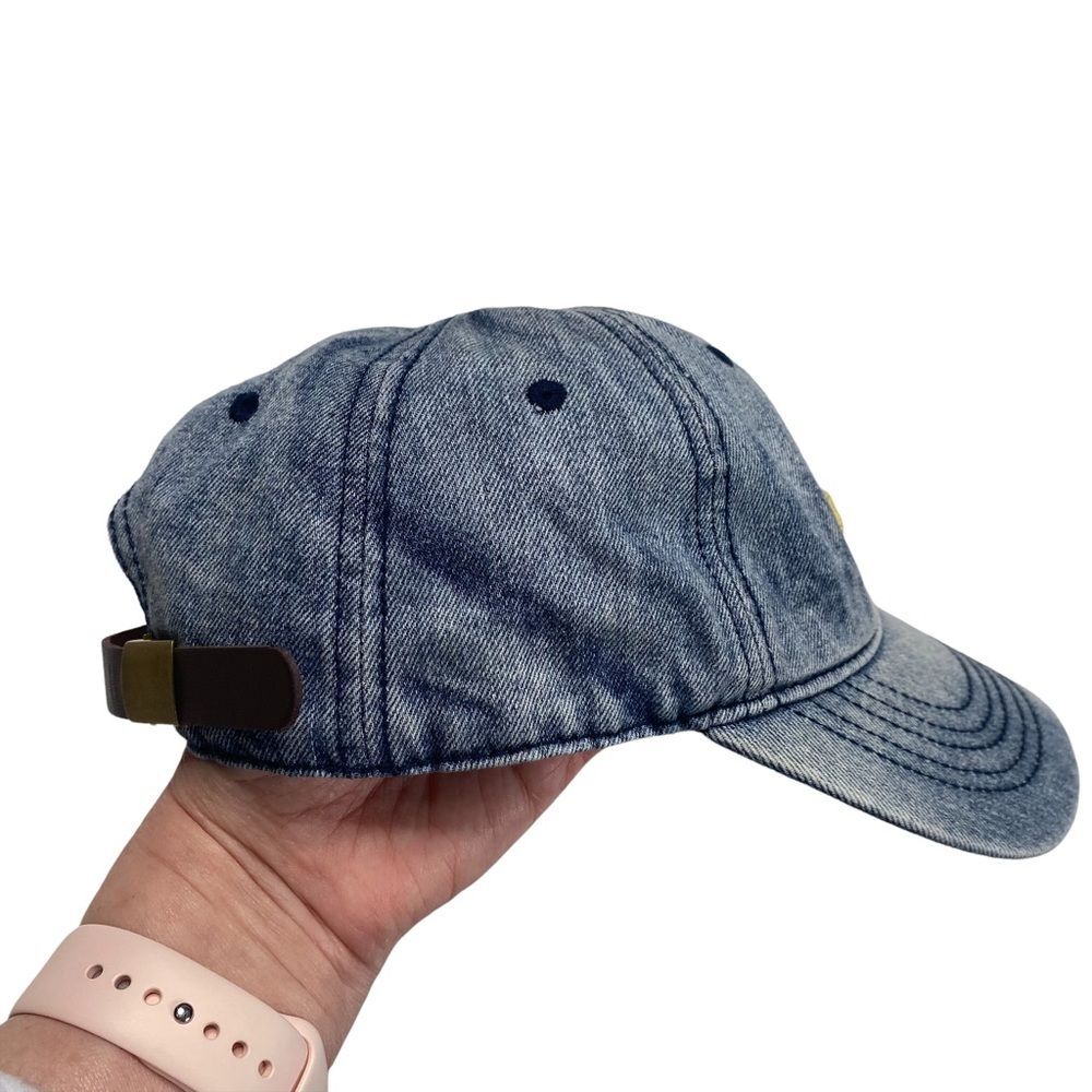 Blessed Ball Cap Pastel Rainbow Acid Wash Denim Look Blue Adjustable Strapback - Picture 7 of 15
